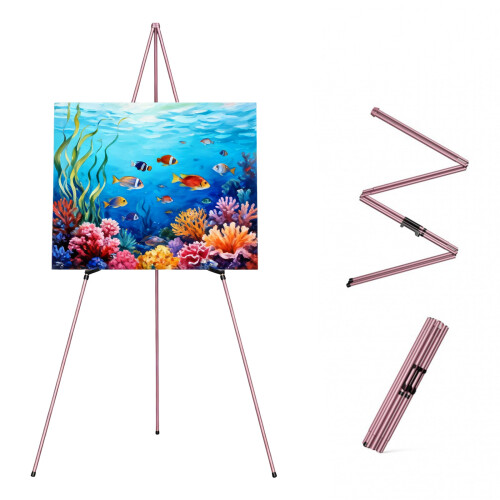 Light Weight Metal Foldable Art Sketching Stand For-pink 2
