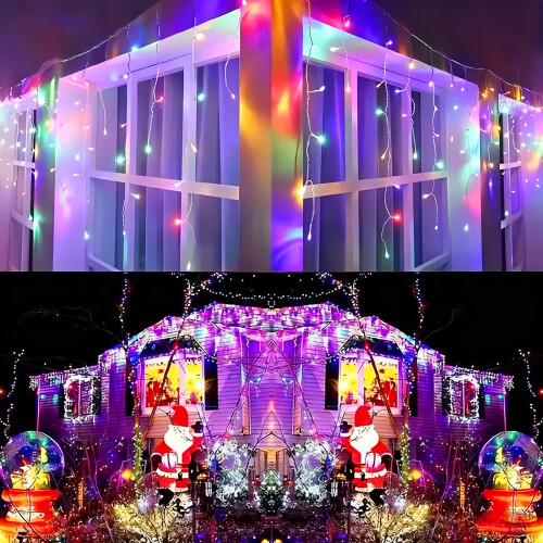 Living And Home (Colorful, 10M) Solar-Powered LED Icicle String Lights with Remote Control 2