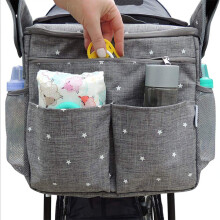 Baby Trolley Bag Large Capacity Multifunctional Storage Bag for Mom Universal Pushchair 34x32x19 cm Durable Strap