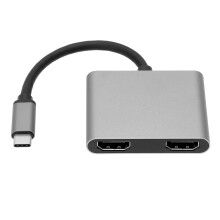 USB-C naar dubbele HDMI-adapter voor beeldoverdracht in hoge definitie, 4K@60Hz UHD Type-C naar HDMI-splitter voor twee monitoren met Thunderbolt