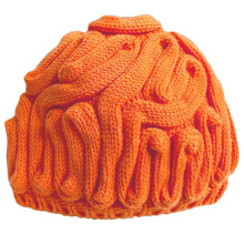 Joli chapeau de cerveau tricoté, pull chaud d'hiver,-orange