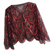 Châle en perles pour fête de mariage, Costume-noir rose rouge