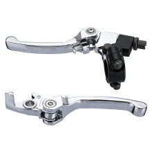 Dirt Bike Brake Clutch Levers 125cc 140cc Foldable Aluminum Fits 22mm Handlebars Chrome Pair