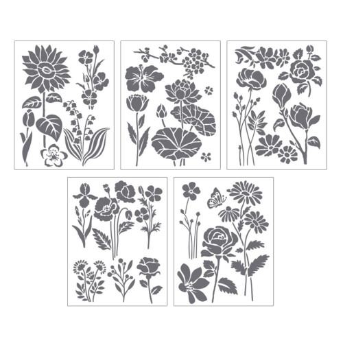 5Pcs Flower/Leaf/Butterfly Templates Reusable PET-Flowers