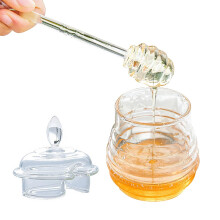 Glass Honey Jar with Lid, HeatResistant Borosilicate Dispenser 8.3oz for Syrup Jam Kitchen Use