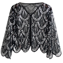 Châles à paillettes, écharpe de princesse,-argent noir
