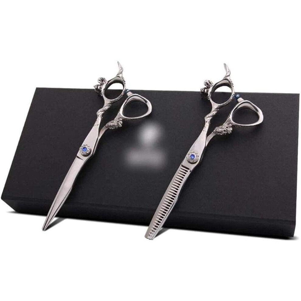 Barber 6 Inch Hairdressing Set Bangs Cut Flat  Tooth Scissor Haircut SetSilver
