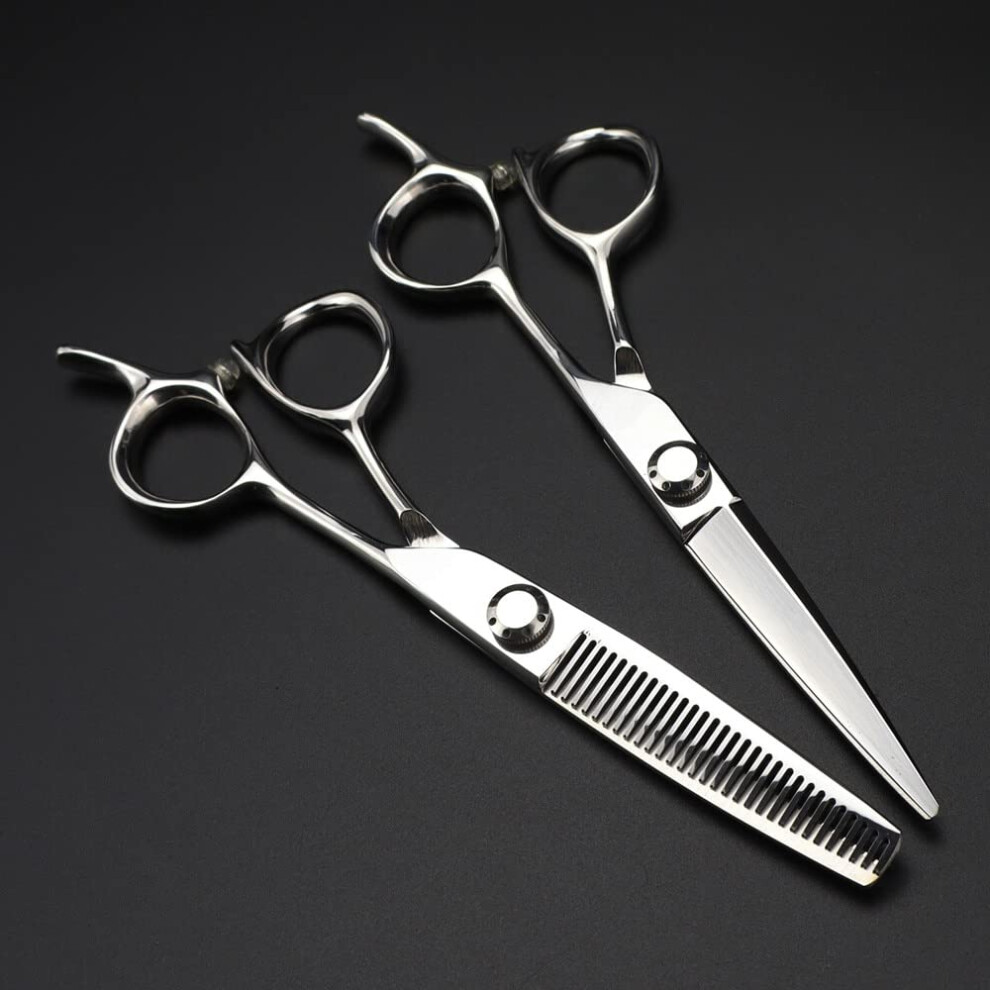 Silver Hair Clippers Barber Hair Cutting, 6Inch Professional Japan 440C Steel Scissor Hair Cutting Barber Haircut Thinning Shears Hairdresser