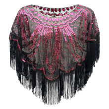 Châle de soirée à la mode, châle de luxe,-noir rose rouge