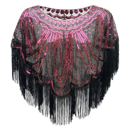 Châle de soirée à la mode, châle de luxe,-noir rose rouge