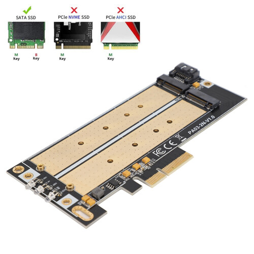 Προσαρμογέας PCIe NVMe για επιτραπέζιο υπολογιστή, μετατροπέας SATA SSD με υποστήριξη 1