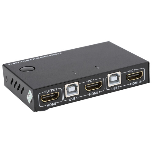 Διακόπτης KVM HDMI για διπλές οθόνες, διακόπτης USB KVM HDMI με διακόπτη ενός κουμπιού, 2