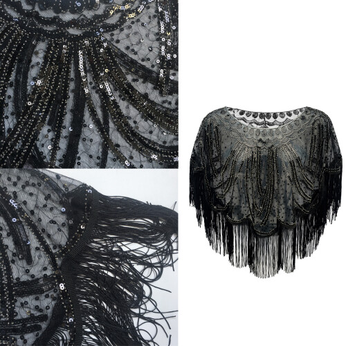 Châle de soirée à la mode, châle de luxe, enveloppe-argent noir 2