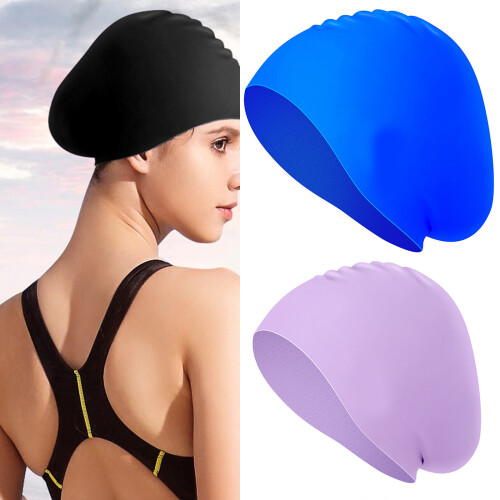 Bonnets de bain en silicone pour dreadlocks, tissages,-Noir 2