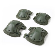 Sport Protective Gear Set Knee And Elbow Pads For Adult Shock Absorption Adjustable Army Green Rock Climbing And Skating