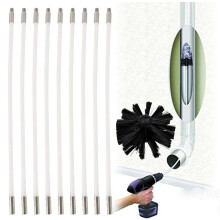Chimney Cleaning Brush Kit with 9 Nylon Rods, Brush Head, Drill Connector (9 Rods,610mm)