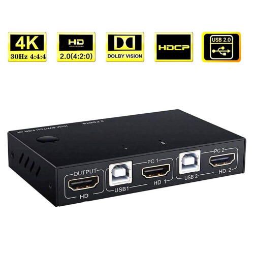 Διακόπτης KVM για διπλή οθόνη HDMI, USB VGA Διακόπτης KVM με υψηλή ανάλυση και εκτεταμένη 1