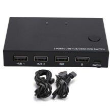 KVM-Switch HDMI USB, 4K@60Hz KVM-Switch mit USB-Peripheriegeräte-Sharing, schnelles Umschalten, hohe Kompatibilität, Plug & Play USB 3.0