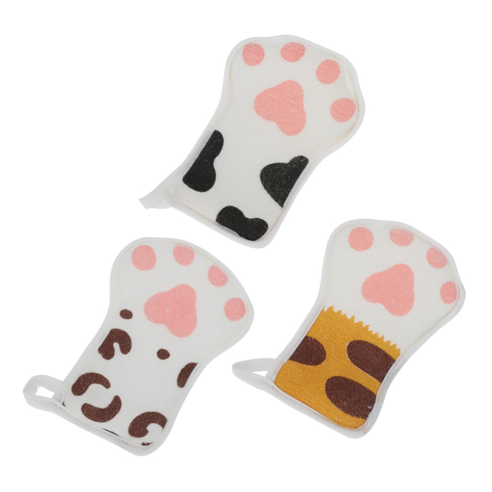 3Pcs Cartoon Bath Sponges Fun Bear Claw Wipe Scrubbers for Safe Material for Shower Accessory for Daily Bath Routine