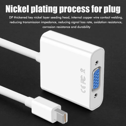 DisplayPort To VGA Cable Resolution White Compact VGA Adapter For Work Or School 1