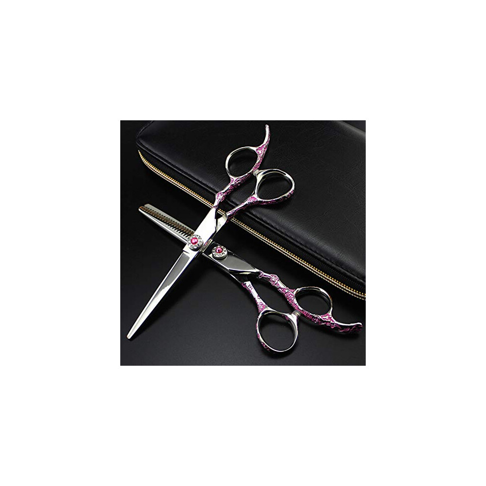 Professional Hair Cutting Shears, 6 INCH Japan 440c Steel Scissor Rose Handle Hair Scissors Barber Shears