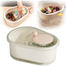 Fruit Cleaner Spinner, Portable Fruit Washer Bowl, Efficient Rotary Vegetable Wash With Brush (White)