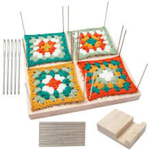 Handcrafted Wooden Knitting Blocking Boards, Full Kit with 20 Pins, Stand
