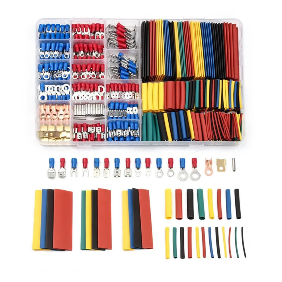 350Pcs Insulated Crimp Terminals Butt Connector Set 2:1 328Pcs Assorted Heat Shrink Tubing Electrical Shrinkable Sleeveing Tube 9119770911667