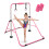 Gymnastics Bars with Rings/Pad/Wristband, Folding Horizontal Bar(Pink) 1