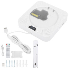 Kristalhelder stereogeluid, surround sound, wandmontage, cd-speler, Bluetooth-muziekspeler met hifi-luidsprekers, FM-radio, afstandsbediening,