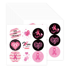 Pink Sticker Ribbon Sticker Breasts Cancer Awareness Label