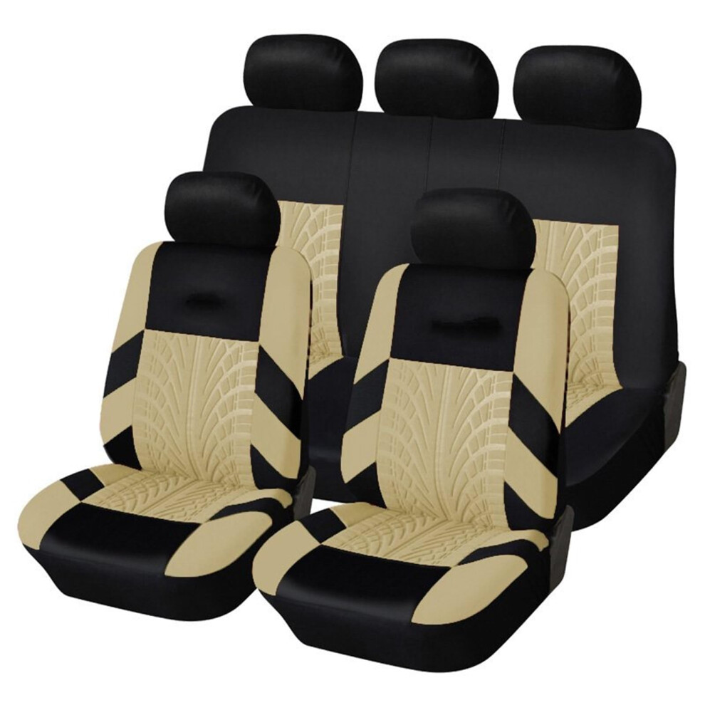 Universal Car Seat Covers Full Set For Ibiza Front And Rear Split Bench Protector Durable Fit Beige 9365049193498