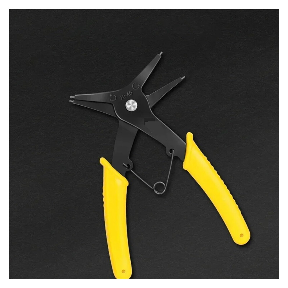 Multifunctional Pliers 2 In 1 Snap Ring Pliers For Internal External Card Retaining Pincer Multifunctional Hand Tool Hardware Tool (Yellow) 9119770914439