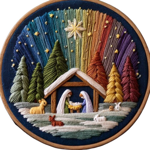 Ensemble de broderie de la nativité avec cerceau réglable,-B