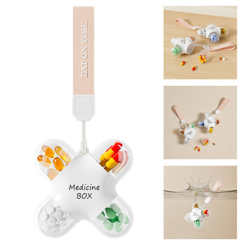 Convenient 4 Section Leak Proof Pills Case Clear ABS Container 1
