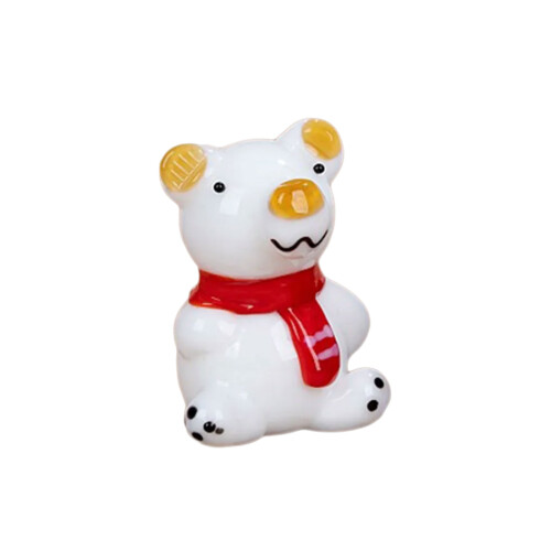 Statue d'ours faite à la main, Figurines d'ours en verre,-Blanc