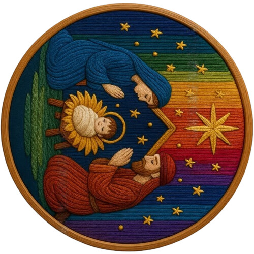 Ensemble d'artisanat de broderie de scène de la nativité,-UN