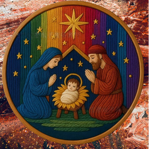 Ensemble d'artisanat de broderie de scène de la nativité,-UN 2