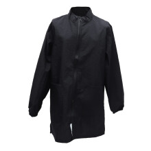 Nylon Beautician Overalls with Zipper and Pocket Long Sleeve Grooming Apron Work Uniform for and Outdoor Use Static Black Tunic