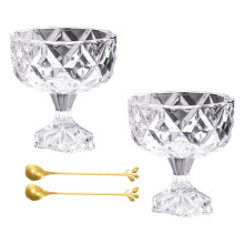 Dessertschale aus verdicktem Glas mit hohem Fußdesign zum-Weiß