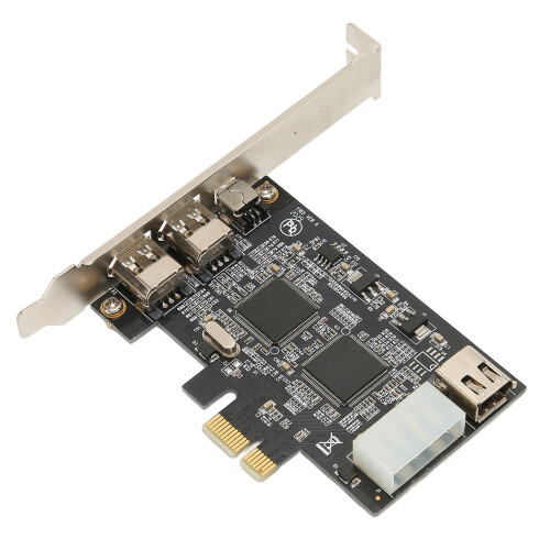 Firewire Card for PC, PCI Express Adapter with4External IEEE1394A Ports, High Performance Serial Bus Interface for Fast Data Transfer, Full Duplex 1