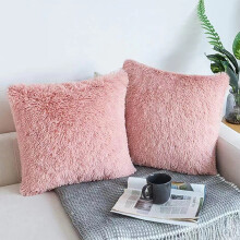 Pink Ombre Decorative Throw Pillows, Elegant Look Extra Long Faux Fur, For Living Room And Bedroom, Versatile Use In Couch, Sofa, Bed, Office Chair, C