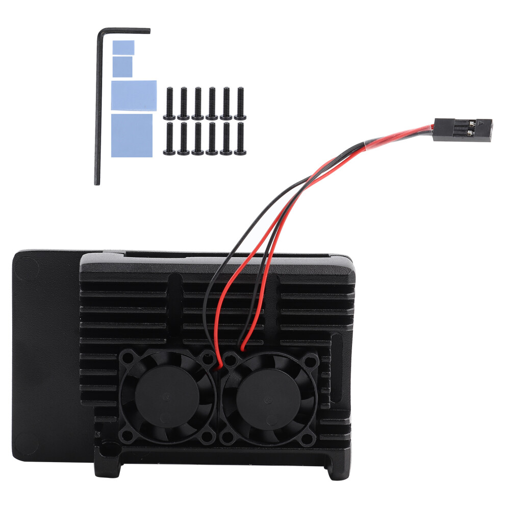 Aluminium Alloy Case For Raspberry Pi 4B, Dual Cooling Fan Enhanced Heat Dissipation System With Passive Cooling Fins, Reinforced Aluminum Alloy Enclo 9486358994726