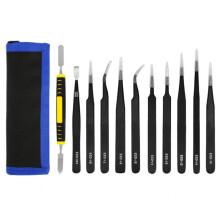 Stainless Steel Industrial Tweezers Pack of 10/11- 11Pcs