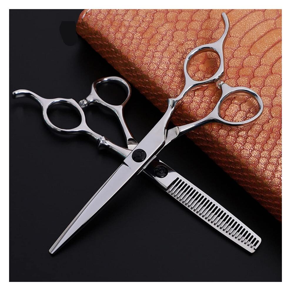 Flat Cut Tooth Haircutting Scissors Set, 6.0 Inch  Knotted Handle Hairdressing Shears