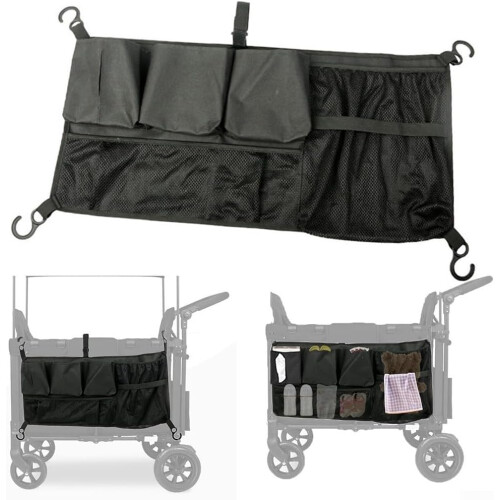 Flexible Stroller Net Bag Designed Compartments For Camping Adventures Universal Fits Most Stroller Models Nylon Mesh 2