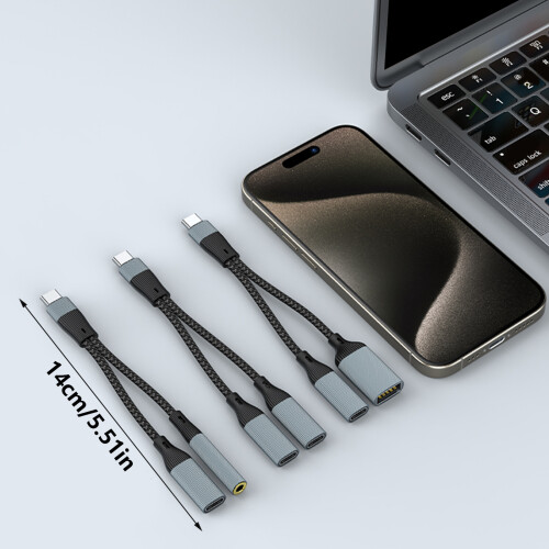 USB C à 3,5 mm et adaptateur d'alimentation-USB A de type C 60 W 2