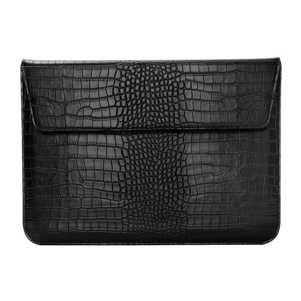 Laptop Sleeve For Macbook Air 13 M4 M3 M2 M1, Crocodile Grain Leather Case, Black 9119770917478
