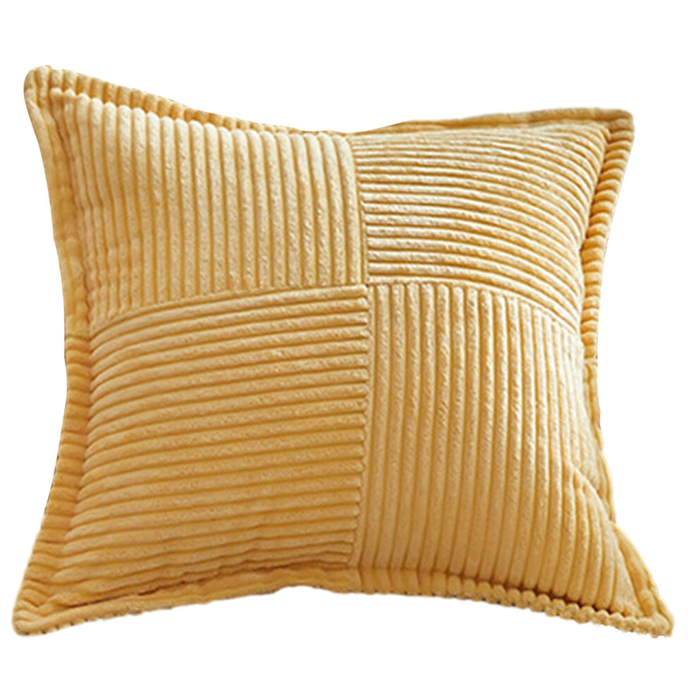Corduroy Pillow Cover Square Throw Pillowcase-Bright Yellow