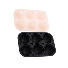 Silicone Ice Cubes Tray 6 Cavity Molds for Milk Coffee-Black